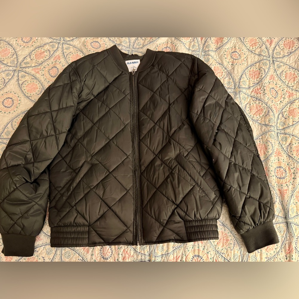 Old Navy Quilted Gray Bomber Jacket